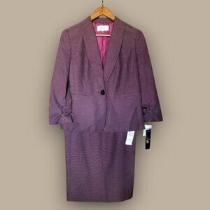Le Suit 4 Purple Skirt Blazer Classic Minimal Elegant Office Careerwear Vintage